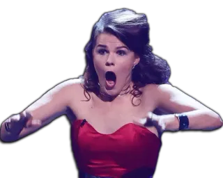 🇫🇮 geschockt, überrascht, Frau, rotes Kleid, Gesichtsausdruck telegram sticker