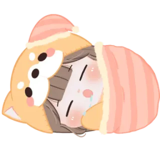 😼 dormindo, menina, triste, cachorro, cobertor, chorar telegram sticker
