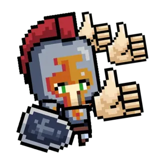 👍 pixel art, character, helmet, shield, thumbs up, armor, knight telegram sticker