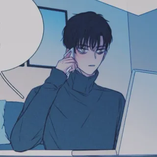 ✖ hombre, teléfono, portátil, dibujos animados, anime, ilustración telegram sticker