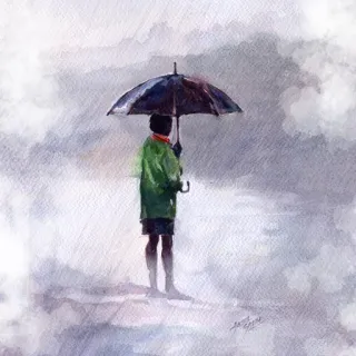 ☂️ pluie, parapluie, imperméable, aquarelle, peinture, art whatsapp sticker