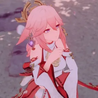 🌸 Yae Miko Genshin Impact 八重神子, 原神, アニメガール, ゲーム, キャラクター whatsapp sticker