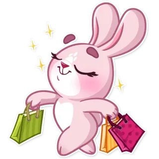 😊 Hase, Shopping, süß, Kaninchen, Taschen, Glitzer telegram sticker