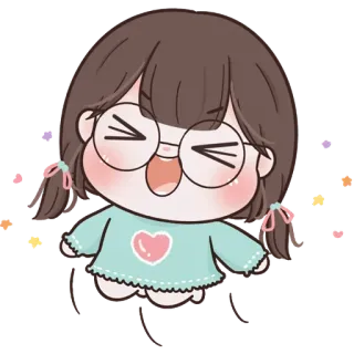 🧚‍♀ lindo, dibujos animados, chica, gafas, corazón, feliz, anime telegram sticker