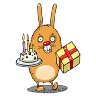 🍰 coniglio, torta, compleanno, regalo, festa, cartone animato, animale whatsapp sticker