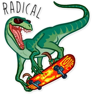 😎 RADICAL 恐竜, スケートボード, 過激, 動物, 漫画 telegram sticker