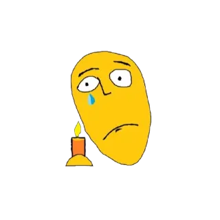 😢 smutny, świeca, płacz, żółty, emocja telegram sticker
