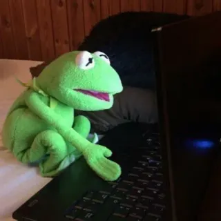 😐 Kermit Kermit the Frog, Muppet, puppet, green, computer, laptop telegram sticker