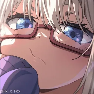 🧐 @Flx_x_Fox Anime, Mädchen, Porträt, Brille, blaue Augen whatsapp sticker