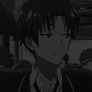 🖤 anime, classroom of the elite, boy, portrait, monochrome, school uniform whatsapp sticker