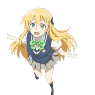 🤗 Anime, Chica, Personaje, Uniforme escolar, Rubia, Dibujo animado telegram sticker