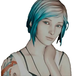 🙂 Chloe Price Life is Strange chloe price, life is strange, capelli blu, tatuaggio, ritratto telegram sticker