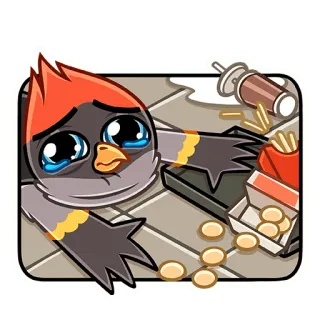 😭 Vogel, weinen, traurig, Cartoon, Essen, Pommes, Fast Food telegram sticker