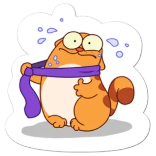 😥 Katze, Schal, Würgen, Cartoon, Orange, Schweiß telegram sticker