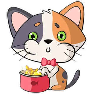 🍵 Katze, Kätzchen, süß, Tier, Haustier, Essen, Cartoon telegram sticker