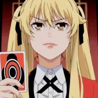 🦮 Mary Saotome Kakegurui Anime, Kakegurui, Mary Saotome, Apuestas, Carta, Pelo rubio, Uniforme escolar, Serio telegram sticker