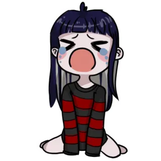 😫 pleurer, triste, larmes, émoticône, fille, animé whatsapp sticker