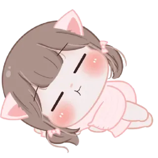 😴 Cartoon, Kat, Kawaii, Slaperig, Schattig, Chibi telegram sticker