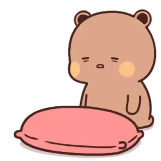 🧸 Bär, Cartoon, Kissen, schläfrig, traurig whatsapp sticker