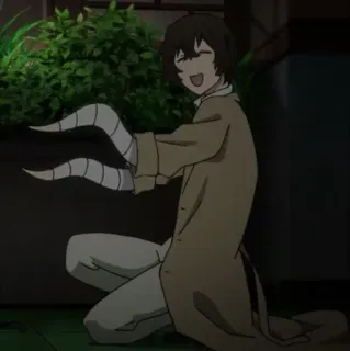 ✨ Osamu Dazai Bungou Stray Dogs อนิเมะ, ยิ้ม, ตัวละคร, Bungo Stray Dogs, Osamu Dazai, ผ้าพันแผล telegram sticker