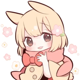 😃 애니메이션, 귀여운, 치비, 카와이, 소녀, 꽃, 분홍색, 만화 telegram sticker