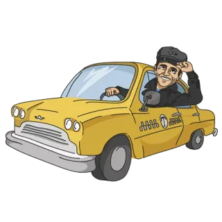 🚖 Taxi, Conductor, Vehículo, Coche, Transporte, Dibujo animado telegram sticker