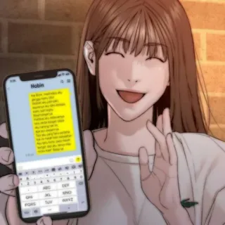 💌 Ha Rohin, mau kalau aku jadi pacar kamu? aku bakal ngasih kamu perhatian lebih dari seorang teman tapi mungkin aku terlalu berharap kamu juga suka ke aku. jangan anggap aku kekanak kanakan ya? kalau kamu gak mau yaudah gapapa, aku gak terlalu berharap. aku cuma pengen bilang aja, aku sayang sama kamu. Mädchen, Smartphone, Nachricht, Cartoon, Fröhlich, Anime Stil telegram sticker