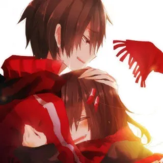 💛 Anime, Cặp đôi, Ôm, Buồn, Khóc, Yêu, Khăn quàng telegram sticker