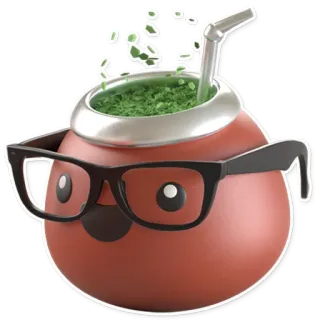 👓 maat, yerba mate, thee, drank, bril, drank, zuid-amerika, cartoon telegram sticker