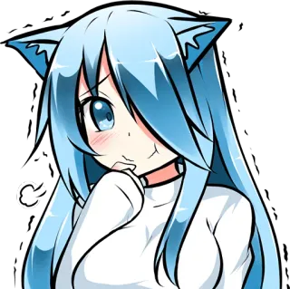 ☺️ Anime, Kocica, Manga, Słodkie, Kawaii, Niebieskie włosy, Uszy telegram sticker