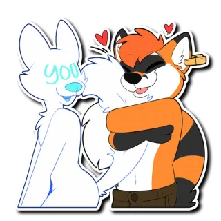 🤗 you animale, abbraccio, amore, carino, volpe, coniglio, cartone animato telegram sticker
