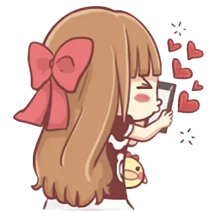 😘 sticker, cartoon, mädchen, herzen, süß, digitale kunst telegram sticker