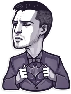 💪 man, superhero, portrait, suit, bow tie, batman, logo telegram sticker