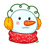 🤢 snowman, winter, snow, carrot nose, earmuffs, scarf telegram sticker