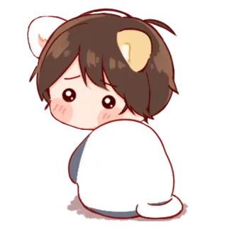 💞 Dibujo animado, Lindo, Chico, Oso, Triste whatsapp sticker