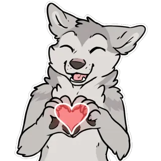 ❤️ wolf, hond, hart, schattig, liefde, cartoon telegram sticker