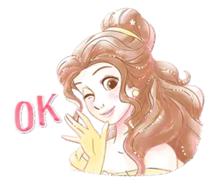 👌 Belle Beauty and the Beast OK Disney, princess, Belle, Beauty and the Beast, okay, cute, animated telegram sticker
