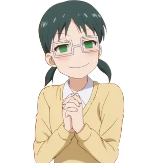 😏 anime, girl, glasses, smiling, character telegram sticker