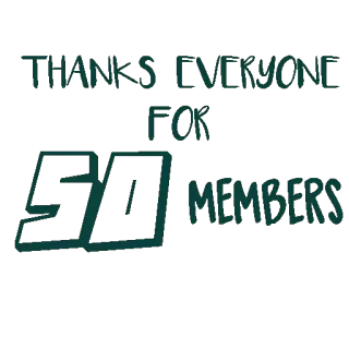 😝 THANKS EVERYONE FOR 50 MEMBERS członkowie, dziękuję, społeczność, kamień milowy telegram sticker