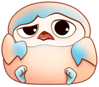 😦 ptak, słodki, smutny, kreskówka, zwierzę, postać telegram sticker