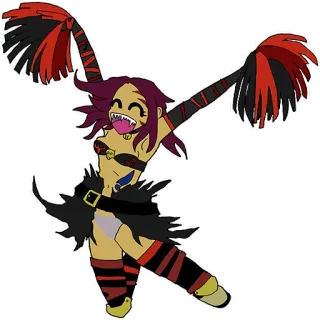 🥳 personaggio, arte, rosso, nero, cheerleader telegram sticker