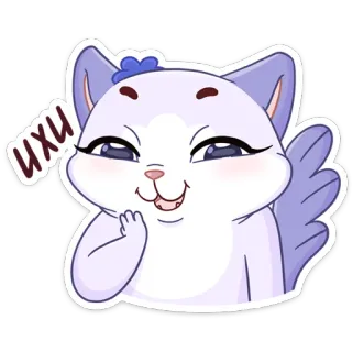 😀 УХИ cat, cute, kawaii, sticker, animal, cartoon whatsapp sticker