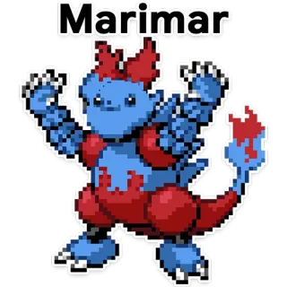🤡 Marimar ポケモン, ビデオゲーム, モンスター, クリーチャー, 青, 赤 telegram sticker