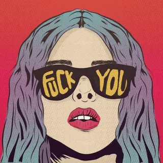 🖕 FUCK YOU óculos de sol, ofensivo, mulher, garota, palavrão, gíria telegram sticker