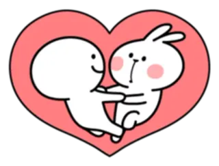 💞 couple, amour, coeur, dessin animé, lapin, amitié, mignon, câlin telegram sticker