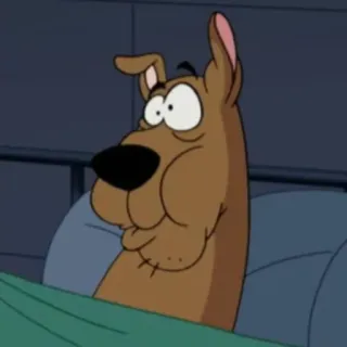 🥴 Scooby Doo Scooby Doo, cartoon dog, animated character, dog in bed, cartoon telegram sticker