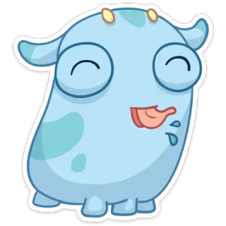 😜 mostro, carino, cartone animato, adesivo, giocoso, blu telegram sticker