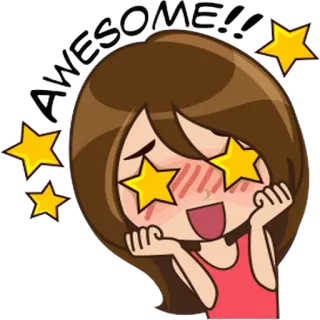 😃 девушка, звезда, счастливый, взволнованный, мультфильм, аниме telegram sticker