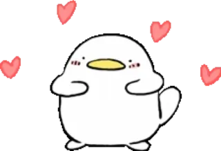 ❤️ słodkie, kaczka, serca, kawaii, zwierzę telegram sticker
