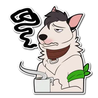 ☕ anthro, dog, sad, coffee, character, tired, cartoon telegram sticker